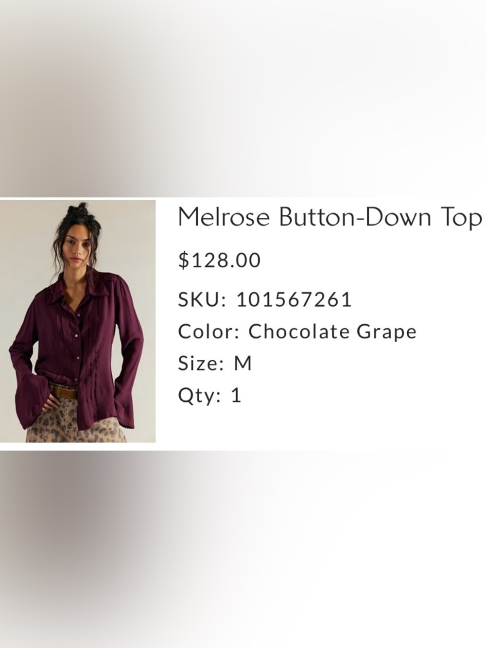 Free People Button-Down Top - Chocolate Grape